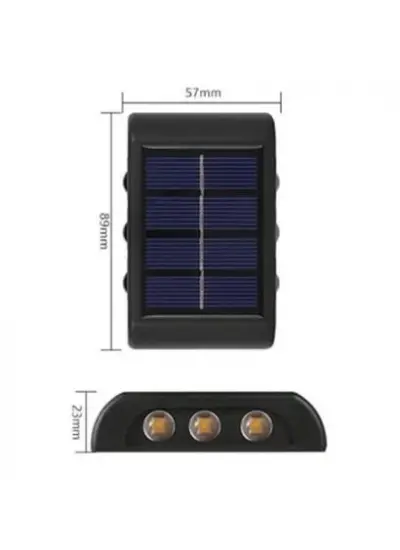 BUFFER® 6 Ledli Solar Güneş Enerjili Aplik Led, Dekoratif Duvar Monteli Gün Işığı Led