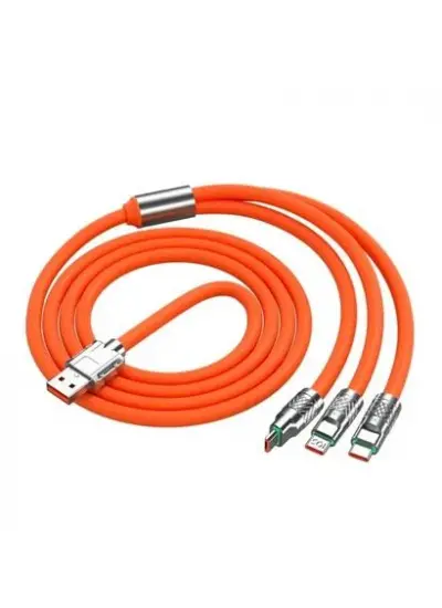 BUFFER® 3 in 1 Type-C + Micro Usb + Lightning Hızlı Şarj Kablosu Silikon Kablo 1 Metre Opp Ambalaj