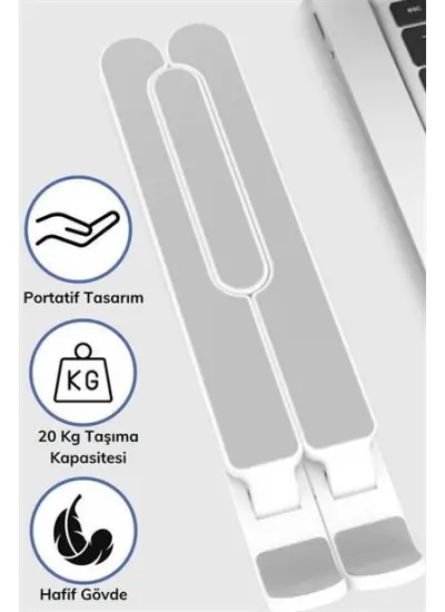 BUFFER® Ayarlanabilir Plastik Dizüstü Destek Tabanı Katlanabilir Taşınabilir Laptop Sehpası Yükselti