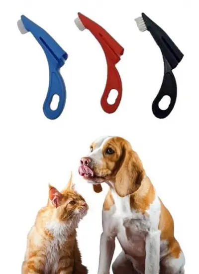 BUFFER®  Kedi ve Köpek Parmak Geçmeli Diş Bakım Fırçası Evcil Hayvan Diş Tartar Plak Temizleme