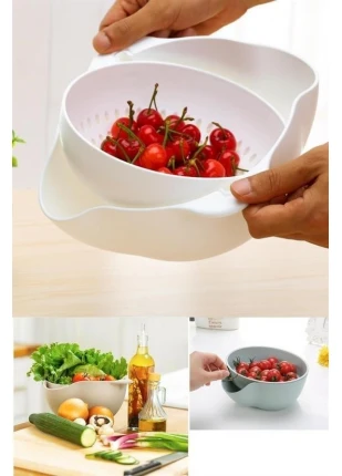 Gunkes® Çok Amaçlı 360 Derece Dönebilir Pratik Hazneli Mutfak Süzgeç Elek