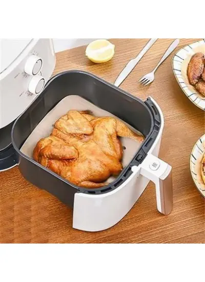 100 Adet Air Fryer Pişirme Kağıdı Tek Kullanımlık Hava Fritöz Yapışmaz Yağlı Kağıt Delikli  Model