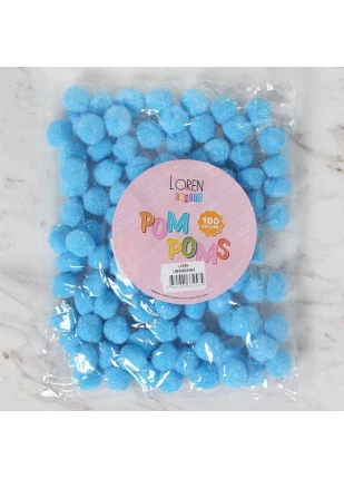 LOREN CRAFTS 2 CM 100 ADET MAVİ PONPON