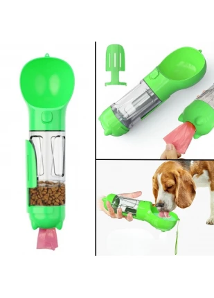 Gunkes® Taşınabilir Hazneli Mama Kaplı ,Kaka Poşetli Kedi,Köpek Suluğu-300ml