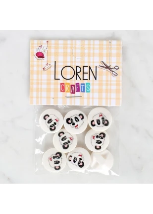 Loren Crafts 8'li Panda Düğme - 1050