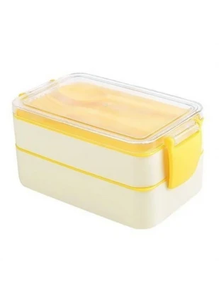 Gunkes® 2 Bölmeli Çok Amaçlı 900 ml Kapasiteli Çatal Kaşıklı Dayanıklı Beslenme Kabı Yiyecek Kutusu