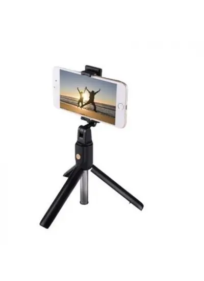 BUFFER® Sabitlenebilir Cep Telefon Tutucu  Ayarlanabilir Taşınabilir 3 Ayaklı Tripod Selfie Çubuğu