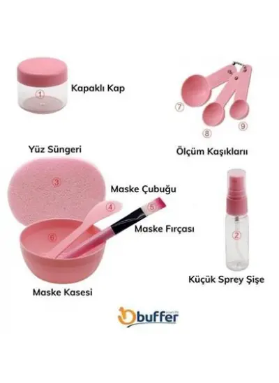 BUFFER® Kendin Yap Yüz Maskesi Karıştırma Aleti Seti, 9 Parça DIY Yüz Maskesi Hazırlama Kabı Seti