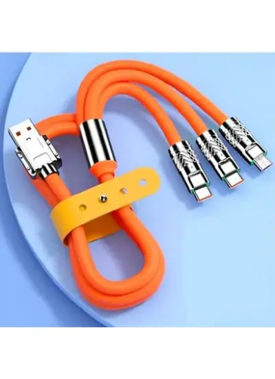 BUFFER® 3 in 1 Type-C + Micro Usb + Lightning Hızlı Şarj Kablosu Silikon Kablo 1 Metre Opp Ambalaj