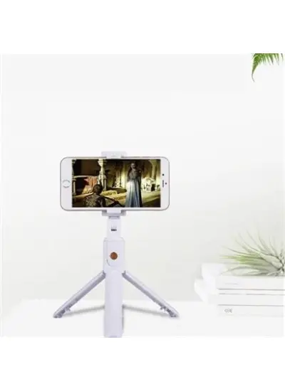 BUFFER® Sabitlenebilir Cep Telefon Tutucu  Ayarlanabilir Taşınabilir 3 Ayaklı Tripod Selfie Çubuğu