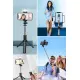 BUFFER® Kendiliğinden LED Işıklı Kumandalı Uzayabilen Selfie Çubuğu,Masa Üstü Tripod