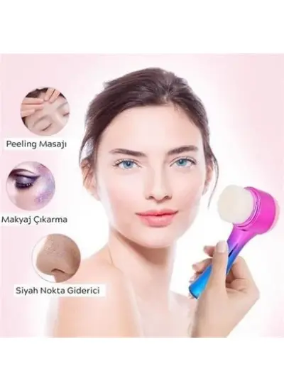 BUFFER® Çift İşlevli Renkli Cilt Yüz Temizleme Fırçası Peeling Masaj Etkili Gözenek Temizleyici Alet