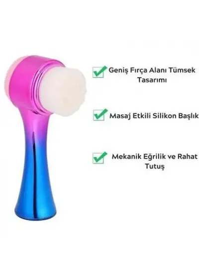 BUFFER® Çift İşlevli Renkli Cilt Yüz Temizleme Fırçası Peeling Masaj Etkili Gözenek Temizleyici Alet