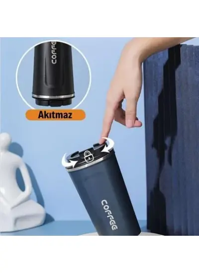 BUFFER® Paslanmaz Çelik Isı Yalıtımlı  Sızdırmaz Isı Ölçerli Dijital Ekranlı Kahve ve Çay Termosu