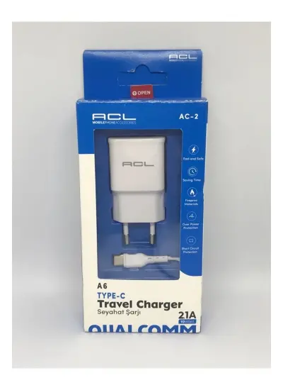 Acl AC-2 A6 2.1A 10 Watt 1xUSB 1mt Type-C Kablo