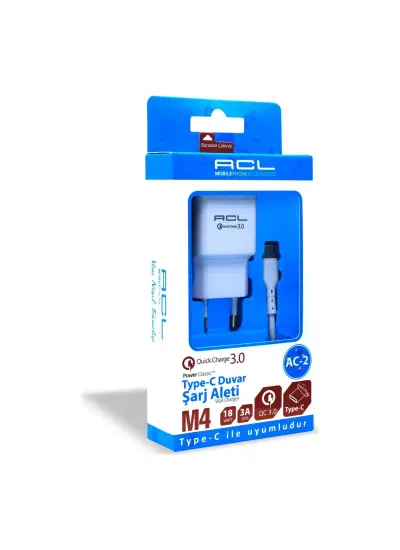 Acl AC-2 M4 PowerClassic™ Quick Charge 3A Type-C USB Kablolu Seyahat Şarj Aleti