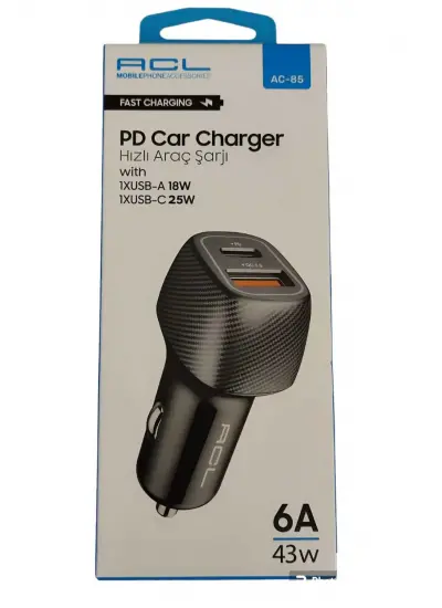 Acl AC-85 PD Quick Charge 3.0 USBx2 6A 36 Watt Araç İçi Şarj Aleti