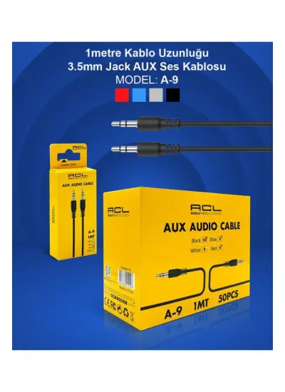 Acl A-9 3.5mm Jack 1mt Aux Ses Kablosu