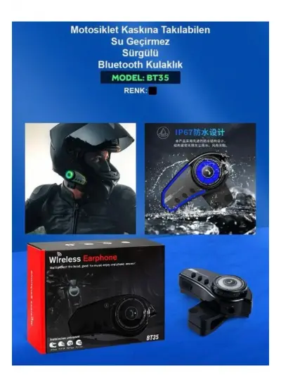 Blic Bt35 Kask Kulaklık Bluetooth 5.0 Motosiklet Interkom Su Geçirmez Kablosu