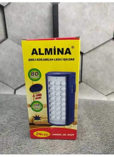 Almina Dl-2424 Telefon Şarj Edebilen Şarjlı Işıldak 24 Led Usb 80 Saat Kesintisiz Işık