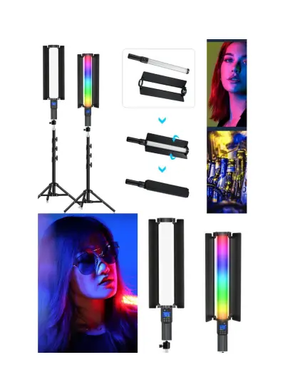 Blic Stick Rgb Led Işık Tripod Ayak Dahil Fotoğraf Video Çekimi Oled Ekran 12 Farklı Işık Kumandalı FL600 BJL-18