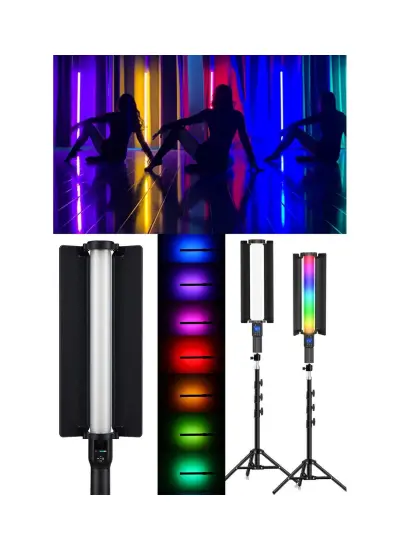 Blic Stick Rgb Led Işık Tripod Ayak Dahil Fotoğraf Video Çekimi Oled Ekran 12 Farklı Işık Kumandalı FL600 BJL-18