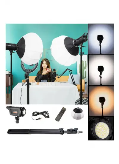 Blic Stüdyosu Fotoğraf Led Sürekli Video Işığı Lambası + 65cm Bowens Fener Tarzı Softbox + 210cm Tripod