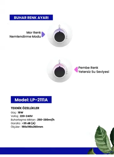 Tedorex LP-2111A Ultrasonik Hava , Oda Nemlendirici 2.6 Lt