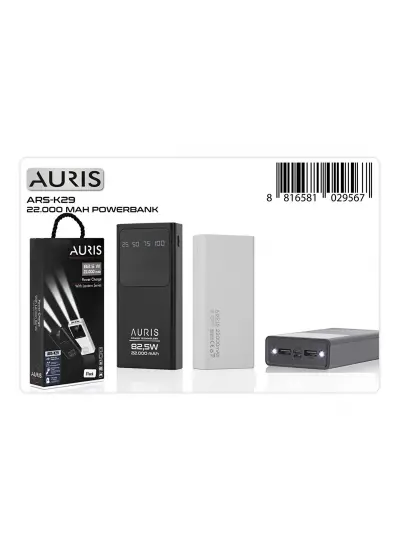 Aurıs Powerbank (siyah-beyaz) 12000mah 44,5w Powerbank Ars-k28