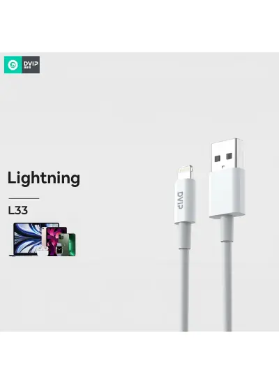 dvip L33 6A 120W UsbA to Lightning Data ve Hızlı Şarj Kablosu 1M Beyaz