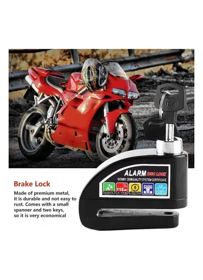 Acl R8201 Motosiklet Disk Kilidi Alarmlı Sarı (hatırlatma Kablolu)