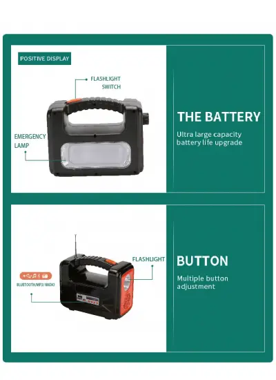 Dat Solar Kamp Lambası Acil Durum Işığı Şarjlı Bt/usb/sd/fm Dat At-9011b