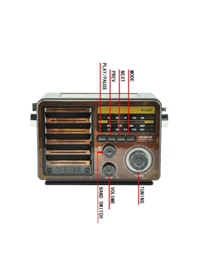 Nostaljik Klasik Radyo Bluetooth ve Fener Destekli M-536BT