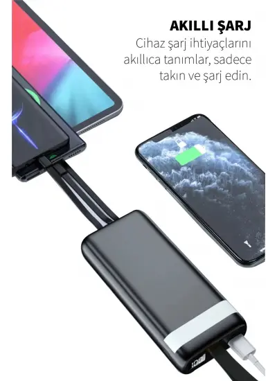 Acl 1xUsb Kamp IşıklıLcd Gösterge Dahili Mikro Type-C Lightning Powerbank Pw-86