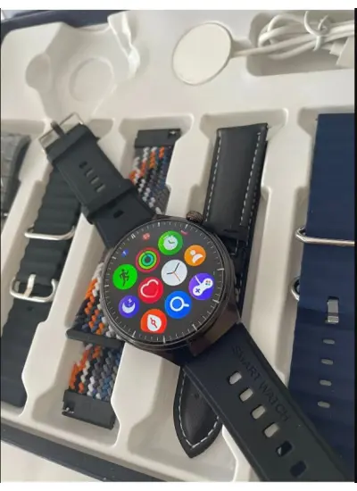 Watch 4 pro Suit 7 Kordonlu Yuvarlak Kasa Erkek Sesli Görüşme Bildirim Alma Nfc Akıllı Saat