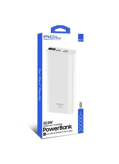 Acl Pw-76 10.000mAh 2XUsb 22.5W Lcd Gösterge Dahili Mikro Type-C Powerbank Güç Bankası