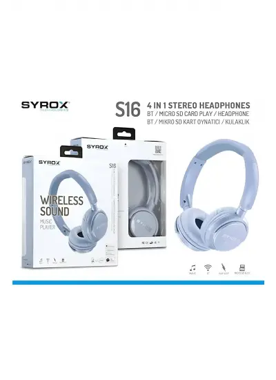 Syrox S16M Mavi Bluetooth Kulaklık