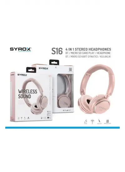 Syrox S16P Pembe Bluetooth Kulaklık