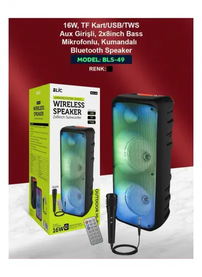 BLİC BLS-49 16W Bluetooth Karaoke Mikrofonlu Hoparlör Speaker