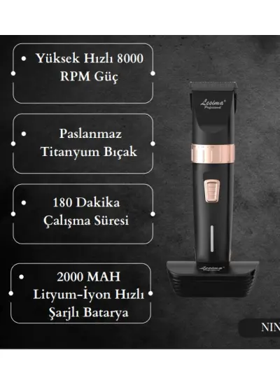 Lesima  Ls-1000 Ninja Saç Sakal Kesme Makinesi Profesyonel Titanyum Bıçak