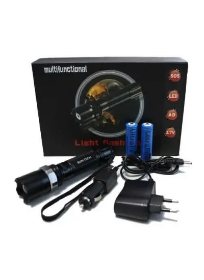 Swat Profesyonel Şarjlı El Feneri Ledli+Flashlight+Zoom Özellikli Full Set