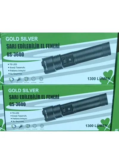 Gold Silver Şarj Edile bilir el Feneri GS-3600