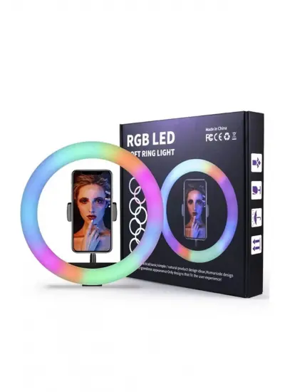 BLİC BLD-03 26cm 10 Inç 26 Cm Rgb Çok Renkli Led Make Up Selfie Işığı Tripot 