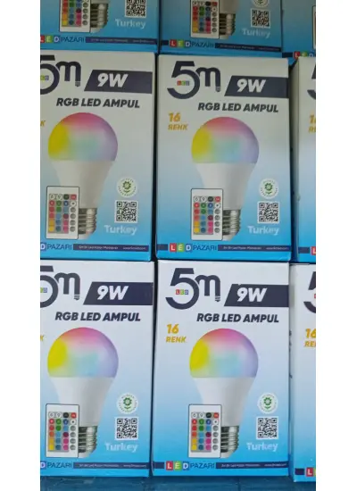 Led5M E 27 Duy Kumandalı 9 Watt RGB Led Ampül