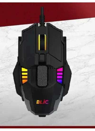 Blic USB Saklama Alanlı RGB Işıklı, 6400 DPI 1.5mt Kablolu Oyuncu Mouse Bmw7