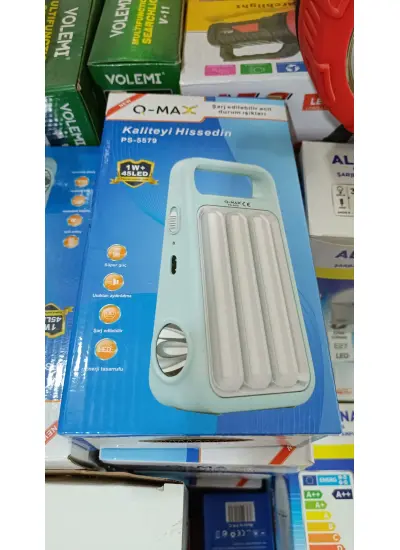 Q-Max Led Kamp Feneri ve El Feneri Saplı i Kanca 2000 mAh Büyük Kapasiteli