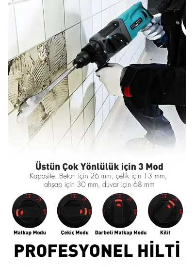 ASSUR Extra Güçlü Metal Şanzıman Profesyonel Kırıcı Delici Hilti Matkap 850 W