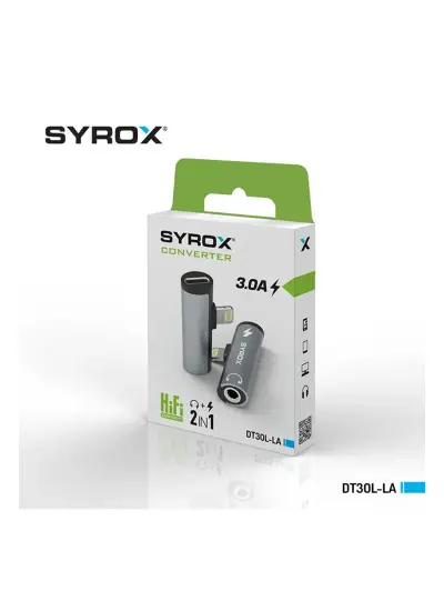 Syrox Dt30l-la Ios Lightning Şarj Ve Kulaklık Çevirici Çoğaltıcı (LİGHTNİNG TO JACK 3,5MM & LİGHTNİNG)