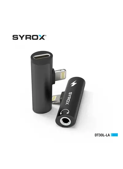 Syrox Dt30l-la Ios Lightning Şarj Ve Kulaklık Çevirici Çoğaltıcı (LİGHTNİNG TO JACK 3,5MM & LİGHTNİNG)