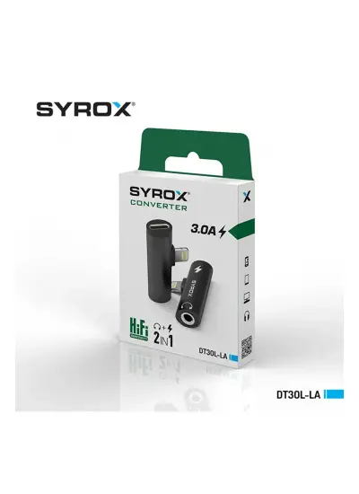 Syrox Dt30l-la Ios Lightning Şarj Ve Kulaklık Çevirici Çoğaltıcı (LİGHTNİNG TO JACK 3,5MM & LİGHTNİNG)